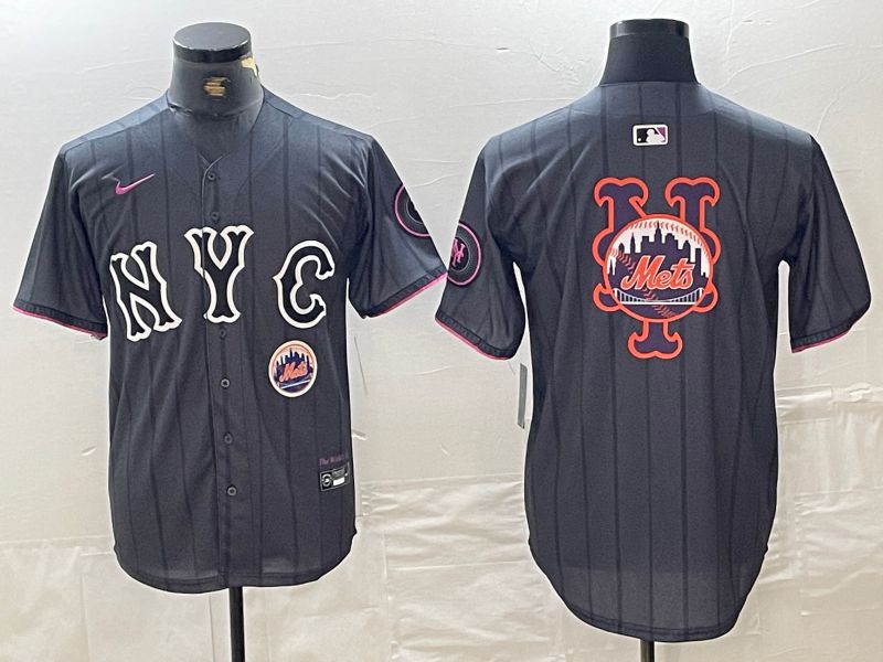 Men New York Mets Blank Black City Edition 2024 Nike MLB Jersey style 2